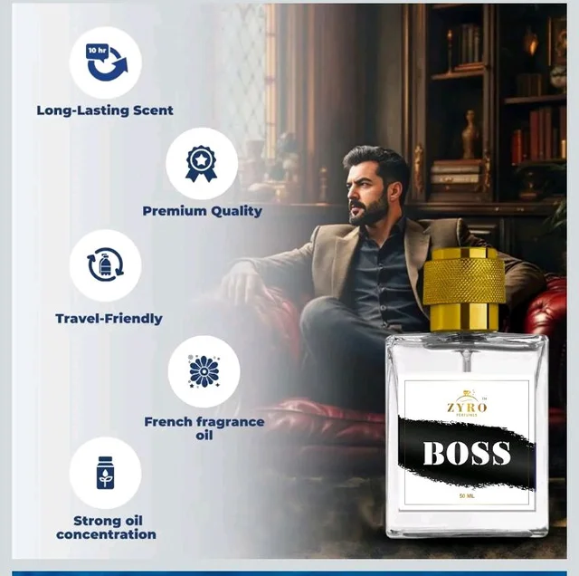ZYRO Boss Perfume for Men 50ml | Long Lasting Extrait De Parfum with 35% Fragrance Oil | Bold Woody Spicy Luxury Fragrance for Date Night, Partie