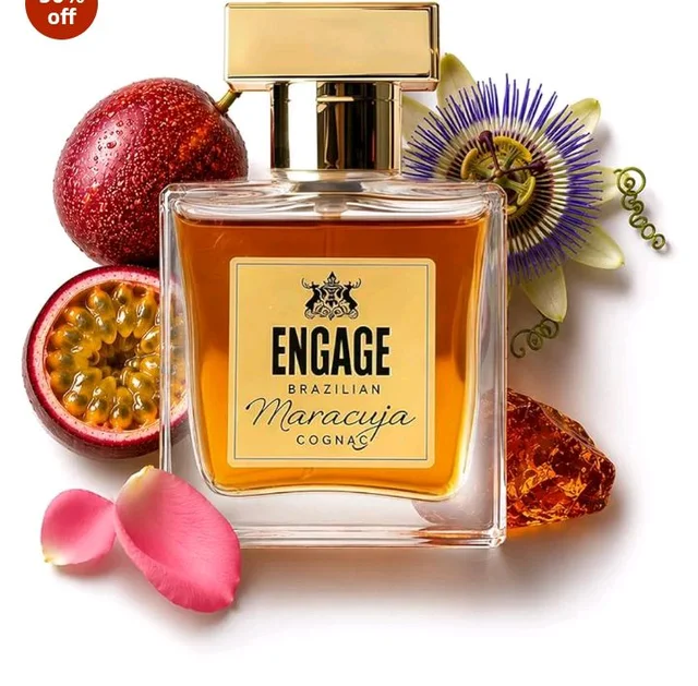 Engage Brazilian Maracuja Cognac Eau De Parfum for Men 50ml|Long lasting Perfume|Amber, Leather, Oud|Tropical Brazilian EDP|Luxury Gift for Men|No Parabens|No Sil