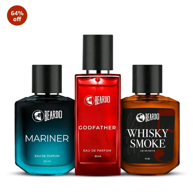 Beardo Mariner, GodFather & Whiskey Smoke Perfume For Men (50Ml X Pack Of 3) | Long Lasting Perfume | Date Night Perfume For Men | Gift for Men | Gift For Friends | Gift for Husband | Gift for boyfriend