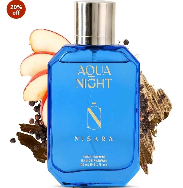 Nisara Aqua Night EDP Perfume for Men,100ml | Premium, Long Lasting Eau De Parfum | Fresh Aquatic Fragrance with Pineapple, Apple, Rose, Sandalwood & Musk Notes for Him