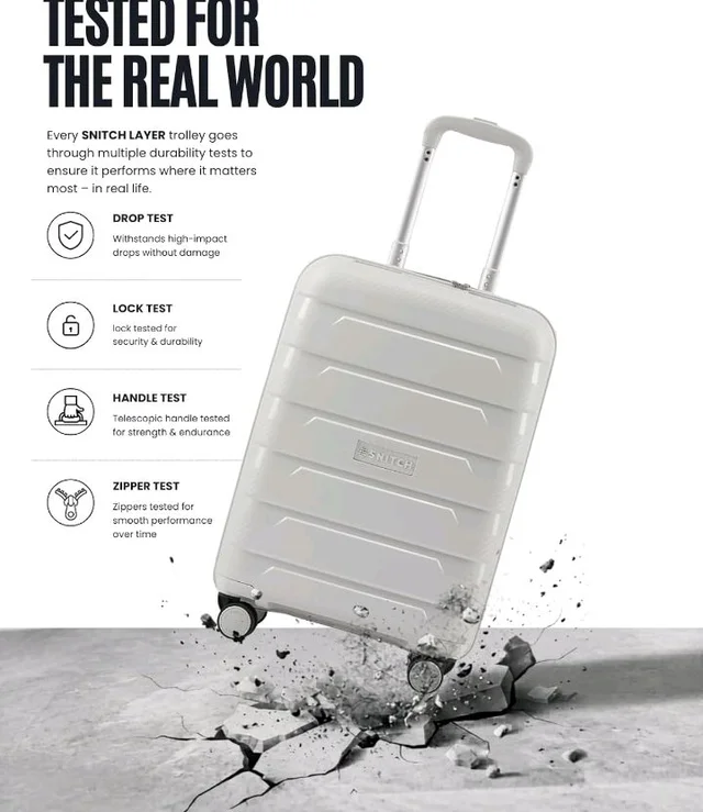 SNITCH Layer Cabin Size Light Grey Polypropylene Hard Travel Suitcase - Trolley Bag Small & Luggage with 8 Wheels, Premium Lock, Wet & Dry Pouch & Free Shoe Bag
100+ bought in past month