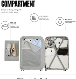 SNITCH Layer Cabin Size Light Grey Polypropylene Hard Travel Suitcase - Trolley Bag Small & Luggage with 8 Wheels, Premium Lock, Wet & Dry Pouch & Free Shoe Bag
100+ bought in past month
