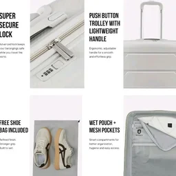 SNITCH Layer Cabin Size Light Grey Polypropylene Hard Travel Suitcase - Trolley Bag Small & Luggage with 8 Wheels, Premium Lock, Wet & Dry Pouch & Free Shoe Bag
100+ bought in past month