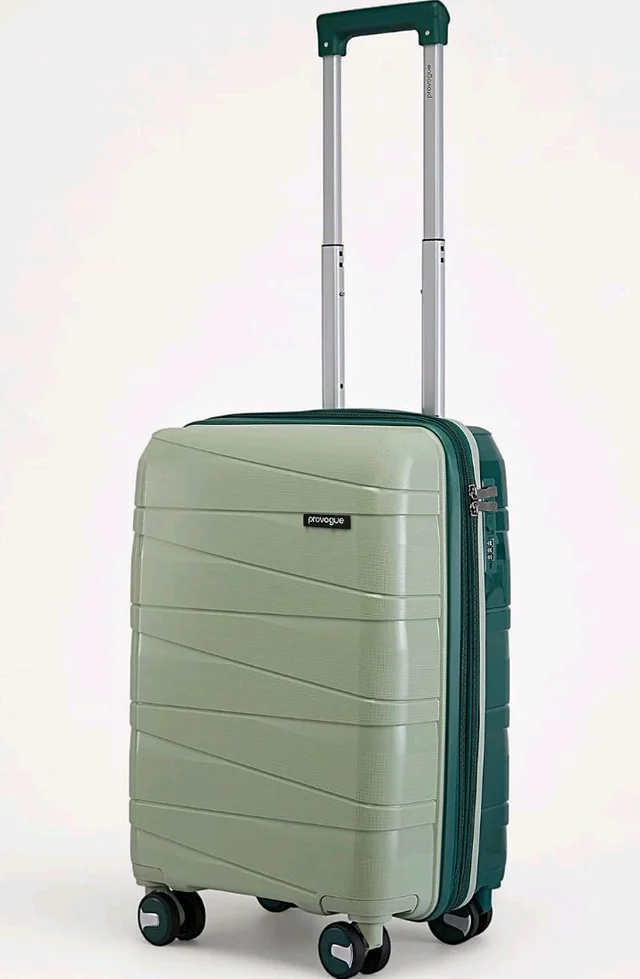 Provogue Azure Hard-Sided PP 55 Cm Cabin Luggage Suitcase | Expandable Space with 8 Wheels Trolley Bags for Travel | Lightweight with Combination Lock | 5 Year Warranty (Laurel Green/Hunter Green)