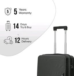 HRX Parabola Cabin Size Haileys Black Polypropylene Hard Shell Suitcase - Premium Travel Trolley Bag with 8 Spinner Wheels, Number Lock & Water Resistant Body