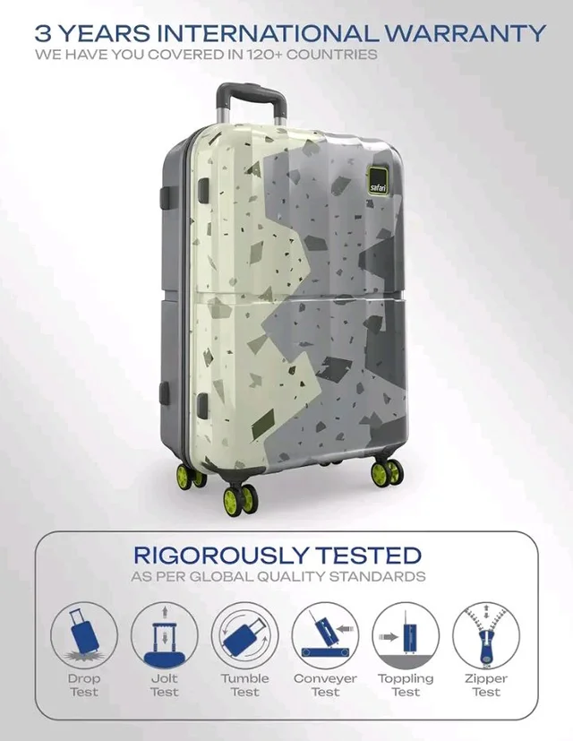 Safari Tazzo 8 Wheels 66cm Medium Size Trolley Bag, Hard Case Polycarbonate, 360º Wheeling Small Check in Luggage, Suitcase for Travel, Trolley Bags for Travel, Printed
100+ bought in past month