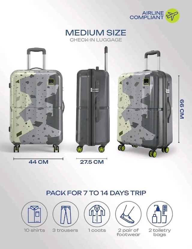 Safari Tazzo 8 Wheels 66cm Medium Size Trolley Bag, Hard Case Polycarbonate, 360º Wheeling Small Check in Luggage, Suitcase for Travel, Trolley Bags for Travel, Printed
100+ bought in past month