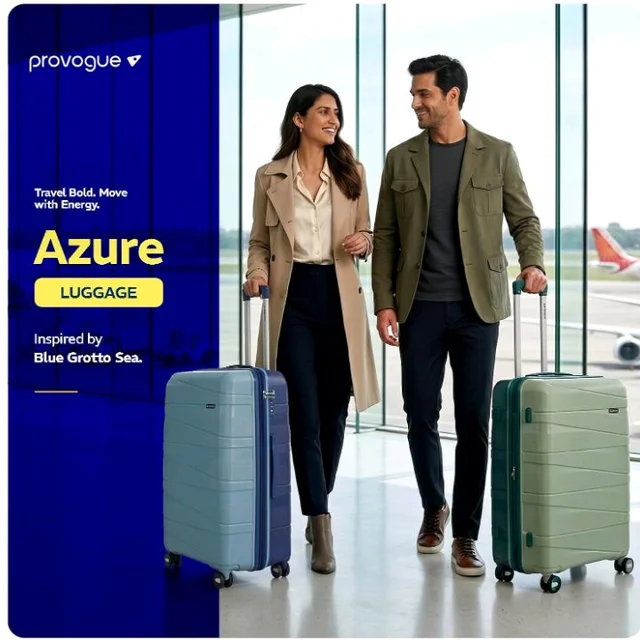 Provogue Azure Hard-Sided PP 55 Cm Cabin Luggage Suitcase | Expandable Space with 8 Wheels Trolley Bags for Travel | Lightweight with Combination Lock | 5 Year Warranty (Laurel Green/Hunter Green)