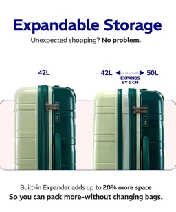 Provogue Azure Hard-Sided PP 55 Cm Cabin Luggage Suitcase | Expandable Space with 8 Wheels Trolley Bags for Travel | Lightweight with Combination Lock | 5 Year Warranty (Laurel Green/Hunter Green)