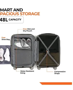 Brand: HRX
HRX Force Cabin Size Silver Polycarbonate Hard Shell Suitcase - Premium Travel Trolley Bag with 8 Spinner Wheels, Number Lock & Water Resistant Body