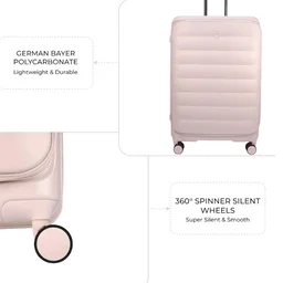F Gear Valencia 65cm Medium German Makrolon Polycarbonate, Front-Opening Hard Luggage | 8 Super Silent 360° Spinner Wheels, Check-in Suitcase for Travel | Expandable, Lightweight, TSA Lock | Silk Rose