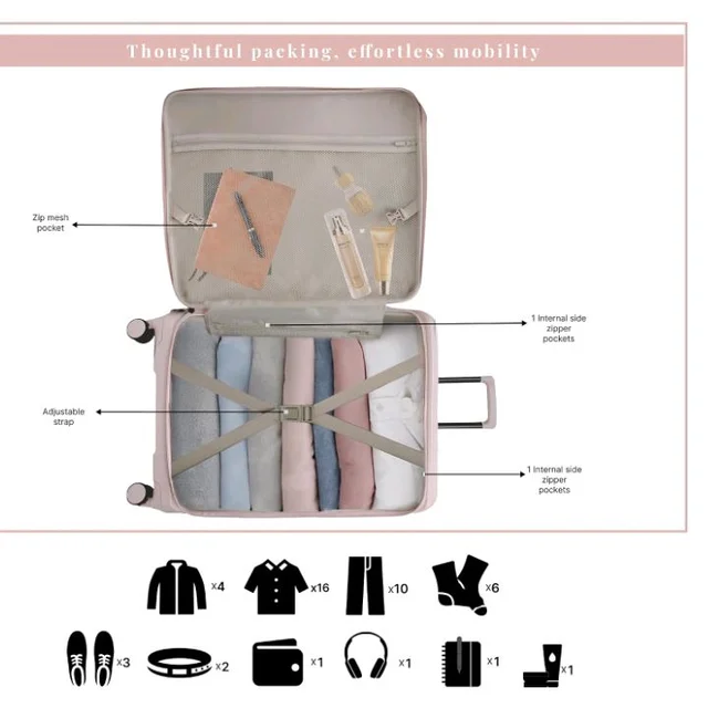 F Gear Valencia 65cm Medium German Makrolon Polycarbonate, Front-Opening Hard Luggage | 8 Super Silent 360° Spinner Wheels, Check-in Suitcase for Travel | Expandable, Lightweight, TSA Lock | Silk Rose