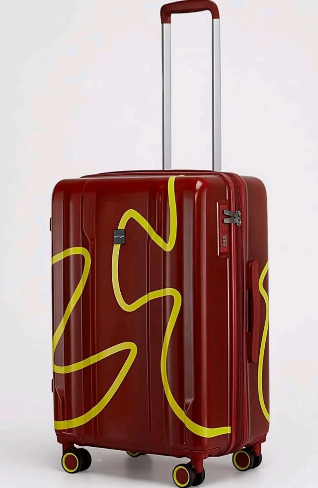 Provogue Loop Hard-Sided PP 65 Cm Trolley Bags for Travel Medium Size | Expandable Luggage Suitcase with 8 Wheels | Combination Lock | 3 Year Warranty (Cherrybomb Red)