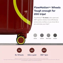 Provogue Loop Hard-Sided PP 65 Cm Trolley Bags for Travel Medium Size | Expandable Luggage Suitcase with 8 Wheels | Combination Lock | 3 Year Warranty (Cherrybomb Red)