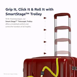 Provogue Loop Hard-Sided PP 65 Cm Trolley Bags for Travel Medium Size | Expandable Luggage Suitcase with 8 Wheels | Combination Lock | 3 Year Warranty (Cherrybomb Red)