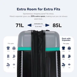 Provogue Linea Hard-Sided PP 65 Cm Trolley Bags for Travel Medium Size | Expandable Luggage Suitcase with 8 Wheels | TSA Lock | 3 Year Warranty (Galaxy Black)