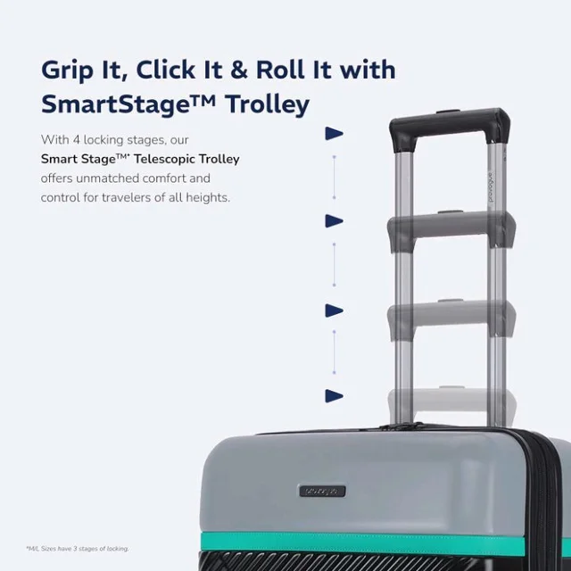 Provogue Linea Hard-Sided PP 65 Cm Trolley Bags for Travel Medium Size | Expandable Luggage Suitcase with 8 Wheels | TSA Lock | 3 Year Warranty (Galaxy Black)