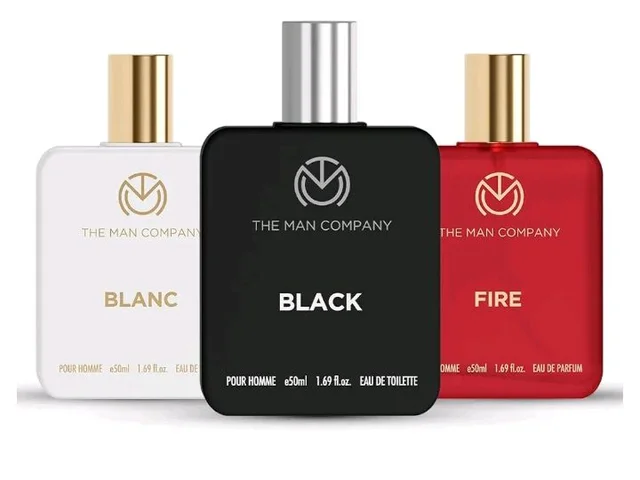 The Man Company Eau de Toilette Trio Perfume Gift Set , 50ml each - Fire, Blanc, Black | EDP & EDT Perfume for Man | Premium Luxury Long-Lasting Perfume Spray | Valentine Gift For Him | fresh scent for daily office wear | Valentine gift Set for Boyfriend , Husband