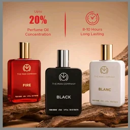 The Man Company Eau de Toilette Trio Perfume Gift Set , 50ml each - Fire, Blanc, Black | EDP & EDT Perfume for Man | Premium Luxury Long-Lasting Perfume Spray | Valentine Gift For Him | fresh scent for daily office wear | Valentine gift Set for Boyfriend , Husband
