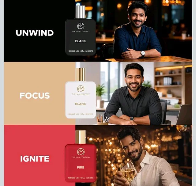 The Man Company Eau de Toilette Trio Perfume Gift Set , 50ml each - Fire, Blanc, Black | EDP & EDT Perfume for Man | Premium Luxury Long-Lasting Perfume Spray | Valentine Gift For Him | fresh scent for daily office wear | Valentine gift Set for Boyfriend , Husband