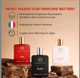 The Man Company Eau de Toilette Trio Perfume Gift Set , 50ml each - Fire, Blanc, Black | EDP & EDT Perfume for Man | Premium Luxury Long-Lasting Perfume Spray | Valentine Gift For Him | fresh scent for daily office wear | Valentine gift Set for Boyfriend , Husband