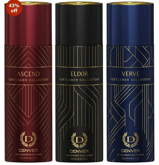 Denver Gentlemen Collection Verve, Elixir & Ascend 200 ml (Pack of 3)