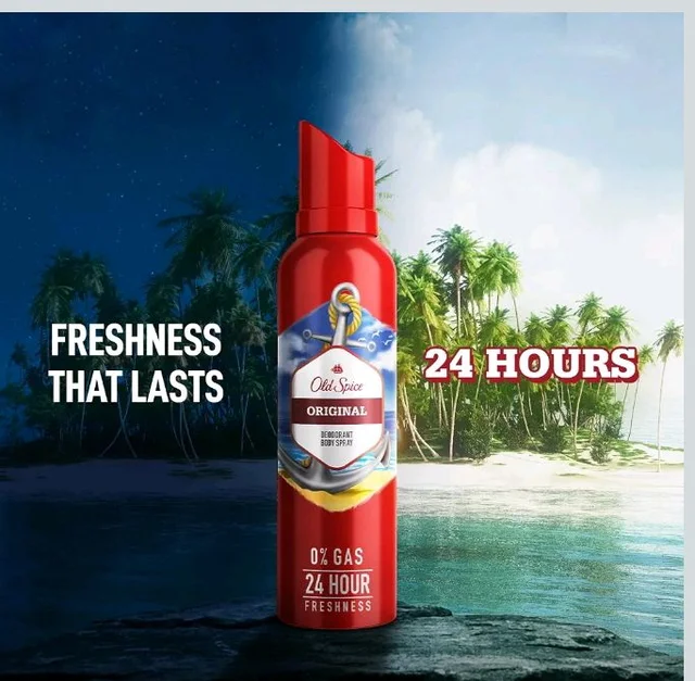 Old Spice Original No Gas 24 hour Long Lasting Freshness Deodorant Perfume Body Spray For Men, 140ml