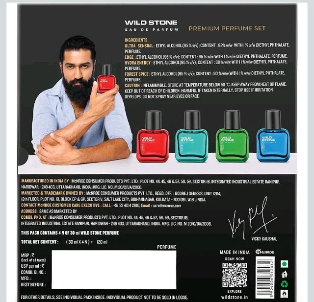Wild Stone Edge, Forest Spice, Hydra Energy and Ultra Sensual Perfume Combo for Men, Long Lasting Smell | Pack of 4 (30ml each