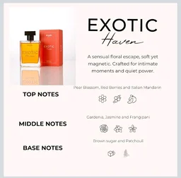 Exotic Haven Extrait de Parfum 100ml, 40% Concentration, 8+ Hrs Long Lasting Unisex Luxury Perfume for Men & Women, Fruity-Floral with Pear Blossom, Red Berries, Jasmine & Patchouli, Ideal for Evening Parties & Romantic Date Nights