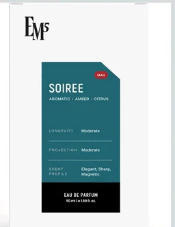 EM5 Soiree Perfume for Men | Spicy Amber Citrus Scent | EDP Strong and Long Lasting Spray | Fragrance Gift for Him