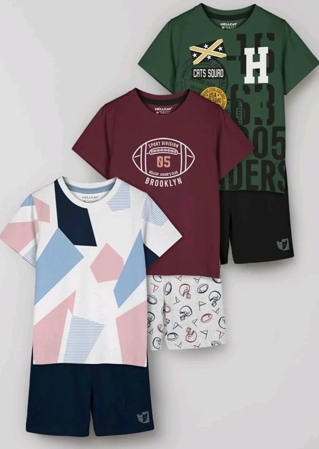 HELLCAT Boys Dress Clothing Set Combo with Tshirts & Shorts - Pack 3
- 1-2 Y, Olive / Maroon / White