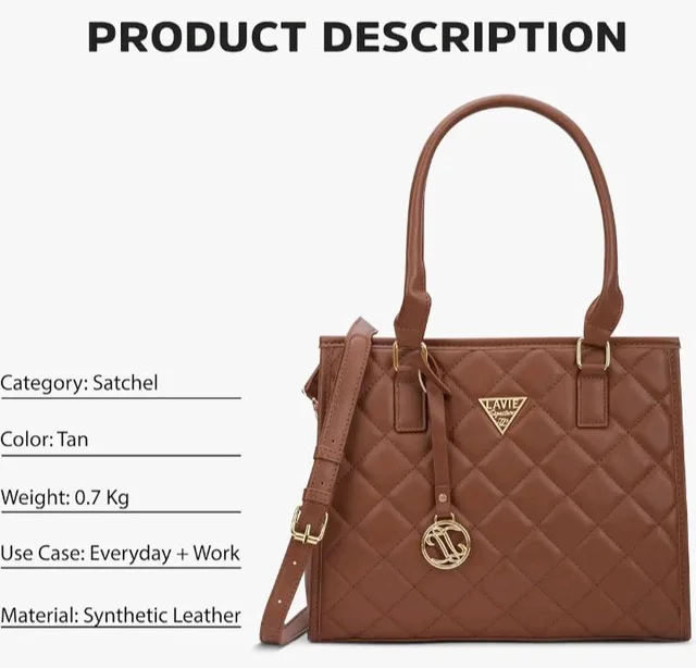 Lavie Signature Women's California Satchel Handbag for Women | Satchel Bag for Work | Ladies purse | Stylish Shoulder Bag | Gift For Women