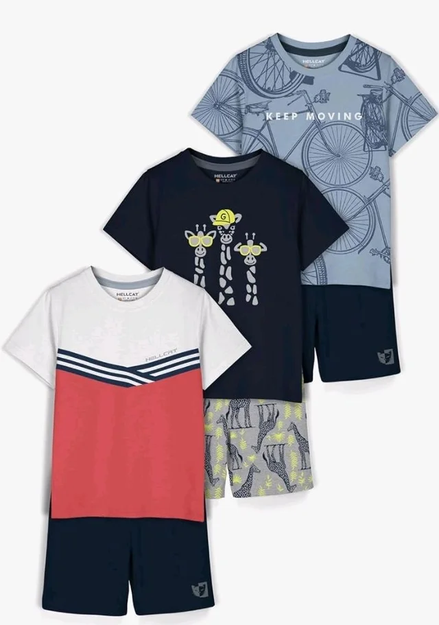 HELLCAT Boys Dress Clothing Set Combo with Tshirts & Shorts - Pack 3
- 11-12 Y, Coral / Navy / Bluish
