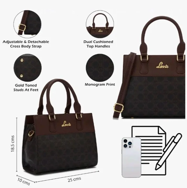 Lavie Women's Mono Salma Solid Satchel Bag for Women | Satchel Handbag for Work | Ladies purse | Stylish Shoulder Bag | Gift For Ladies
100+