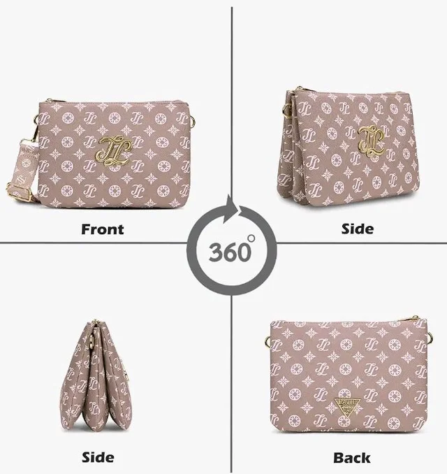 stars 17
Lavie Luxe Women's Monogram Hemily 3 Compartment Cross Body Sling Bag | Ladies Purse Handbag | Gift for Women