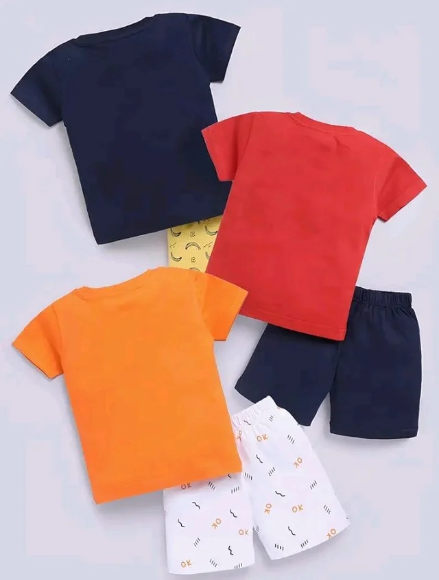 Toonyport Boys Summer 3 Packs Of T-shirts and Shorts Combo Set (Multicolors) - 2-3 Y, Multicolours 8