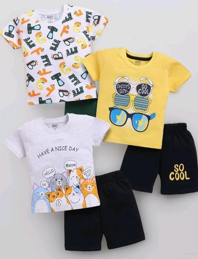 Toonyport Boys Summer 3 Packs Of T-shirts and Shorts Combo Set (Multicolors)
- 4-5 Y, Multicolours 7