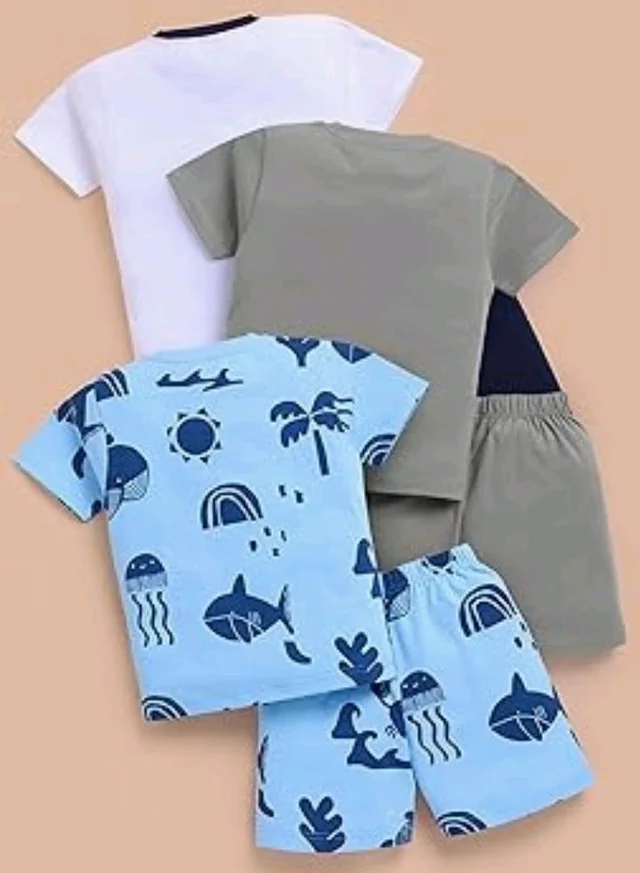 Toonyport Boys Summer 3 Packs Of T-shirts and Shorts Combo Set (Multicolors)
- 12- 18 M, Multicolours 5