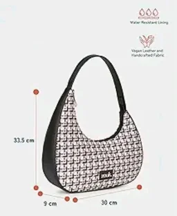 Zouk Pixi Small Shoulder Bag | Vegan Leather Evening Bag for Women with Shoulder Strap, Zip Closure & Water-Resistant Lining | Stylish Handcrafted Purse |