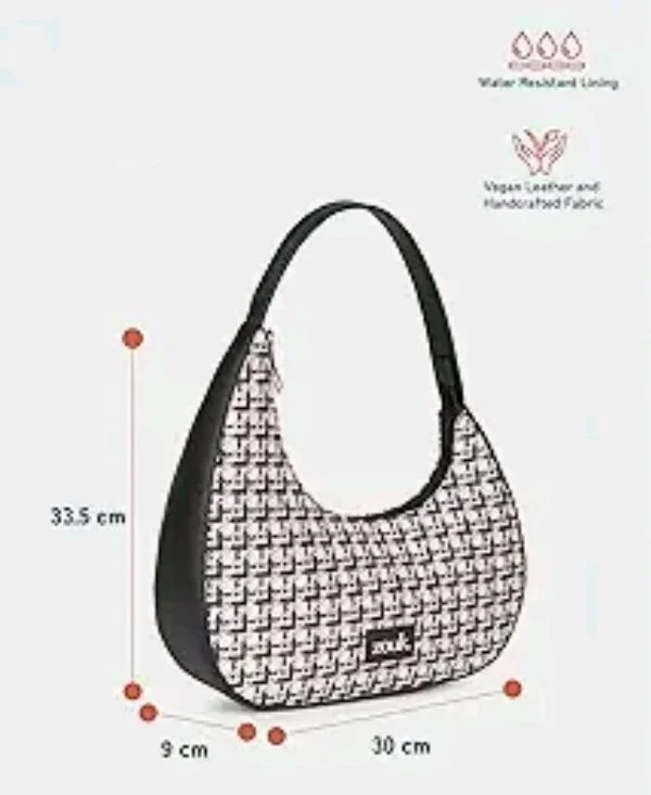 Zouk Pixi Small Shoulder Bag | Vegan Leather Evening Bag for Women with Shoulder Strap, Zip Closure & Water-Resistant Lining | Stylish Handcrafted Purse |