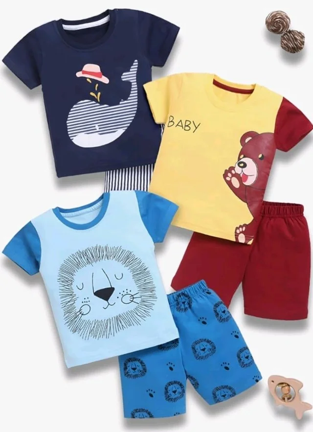 Toonyport Boys Summer 3 Packs Of T-shirts and Shorts Combo Set (Multicolors)
- 12- 18 M, Multicolours 4