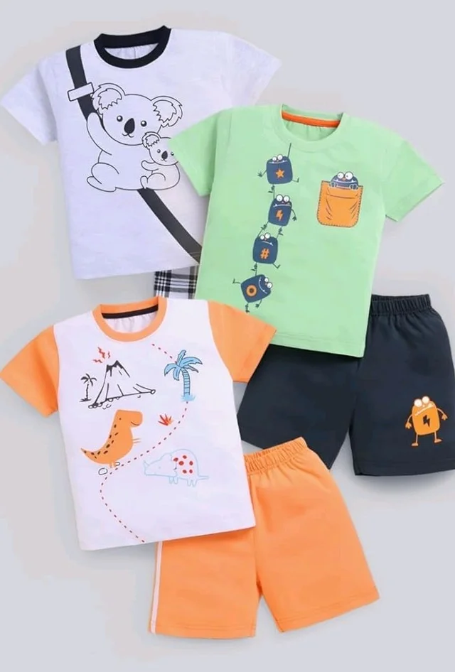 Toonyport Boys Summer 3 Packs Of T-shirts and Shorts Combo Set (Multicolors)
- 18-24 M, Multicolours 4