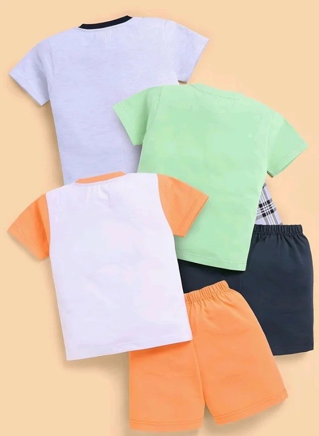 Toonyport Boys Summer 3 Packs Of T-shirts and Shorts Combo Set (Multicolors)
- 12- 18 M, Multicolours 4