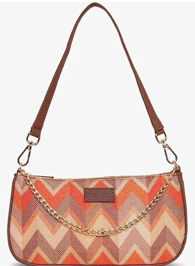 Zouk Baguette Bag/Crossbody Bags for Women | Women's Handbags | Stylish Sling Bag for Woman | Vegan Leather Evening Bag | Travel & Office Use | Purse and Wallet | Tidal Wave Print