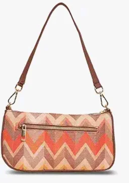 Zouk Baguette Bag/Crossbody Bags for Women | Women's Handbags | Stylish Sling Bag for Woman | Vegan Leather Evening Bag | Travel & Office Use | Purse and Wallet | Tidal Wave Print