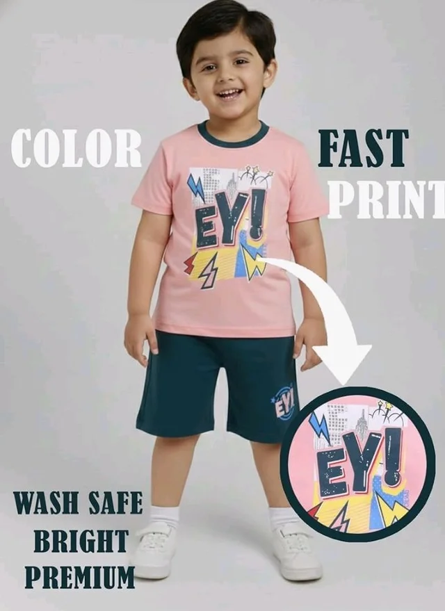 Unisex T-Shirt and Shorts Set
- 2-3 Y, Pink / Sky blue / Cream