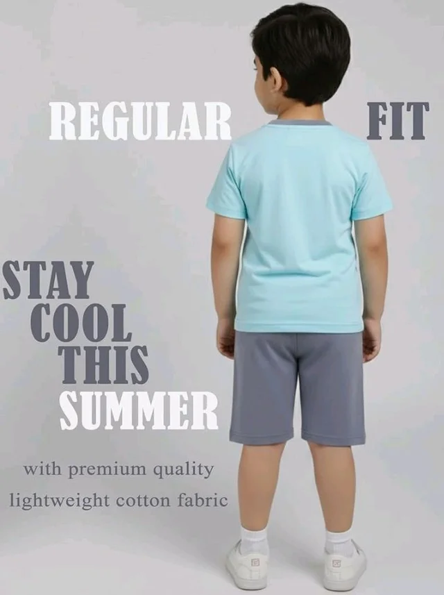 Unisex T-Shirt and Shorts Set
- 2-3 Y, Pink / Sky blue / Cream