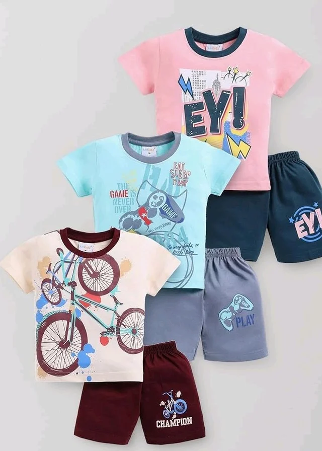 Unisex T-Shirt and Shorts Set
- 12-18 M, Pink / Sky blue / Cream