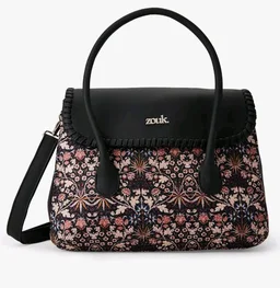 Zouk Printed Jute Handcrafted Vegan Leather Multicolor Women's Satchel Bag | Ladies Purse Handbag | Double Handle Detachable Strap
50+