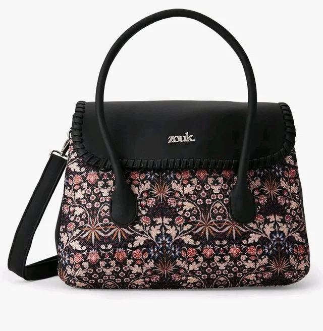 Zouk Printed Jute Handcrafted Vegan Leather Multicolor Women's Satchel Bag | Ladies Purse Handbag | Double Handle Detachable Strap
50+